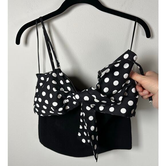 NWT Dolan Cropped Bow Polka Dot Ribbed Sweater Tank Size Large - Picture 3 of 10